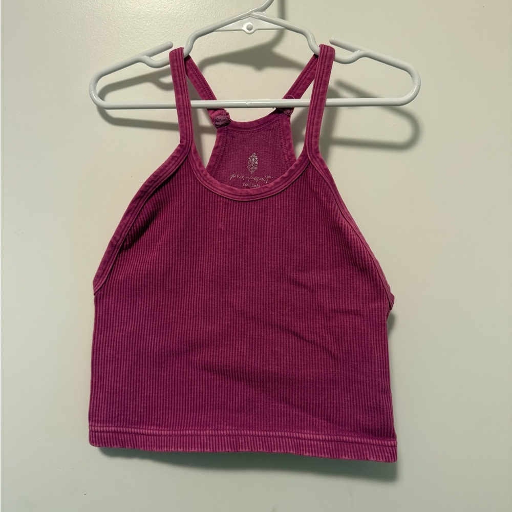 Free People Pink Fitted Crop Tank Top